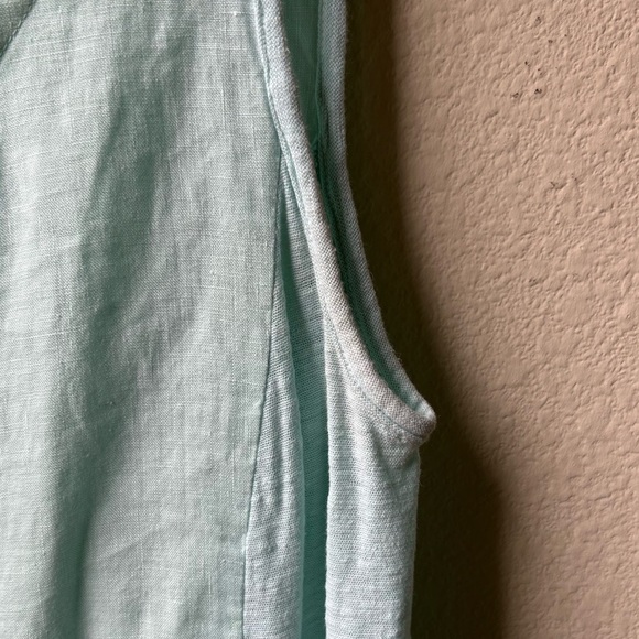 Cut Loose Linen Combo Asym Tunic Dress in Mente Green Blue Sz L - Picture 13 of 15